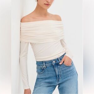 Reformation Florentina Off-Shoulder Cream Top, medium (runs small)